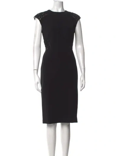 Pre-owned Lafayette 148 Crew Neck Knee-length Dress In Black