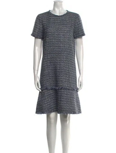 Pre-owned Lafayette 148 Crew Neck Knee-length Dress In Blue