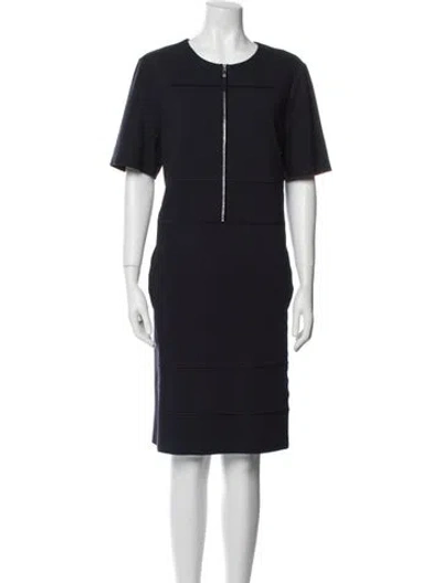 Pre-owned Lafayette 148 Crew Neck Knee-length Dress In Blue