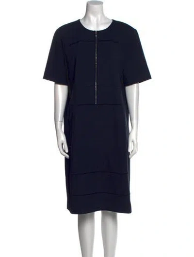 Pre-owned Lafayette 148 Crew Neck Knee-length Dress In Blue