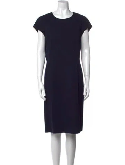 Pre-owned Lafayette 148 Crew Neck Knee-length Dress In Blue