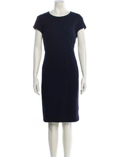 Pre-owned Lafayette 148 Crew Neck Knee-length Dress In Blue