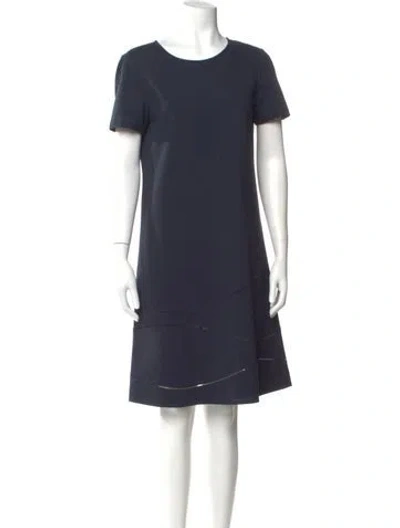 Pre-owned Lafayette 148 Crew Neck Knee-length Dress In Blue