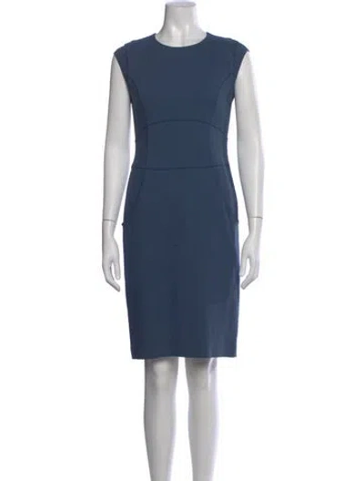 Pre-owned Lafayette 148 Crew Neck Knee-length Dress In Blue