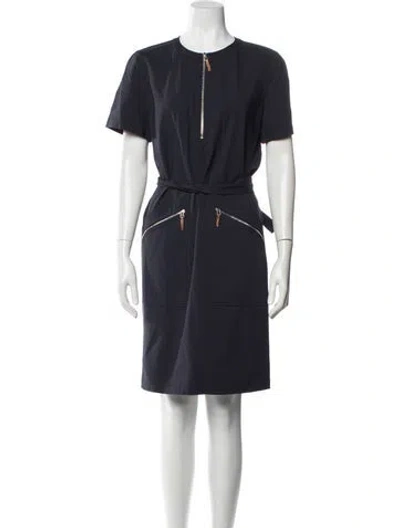 Pre-owned Lafayette 148 Crew Neck Knee-length Dress In Blue