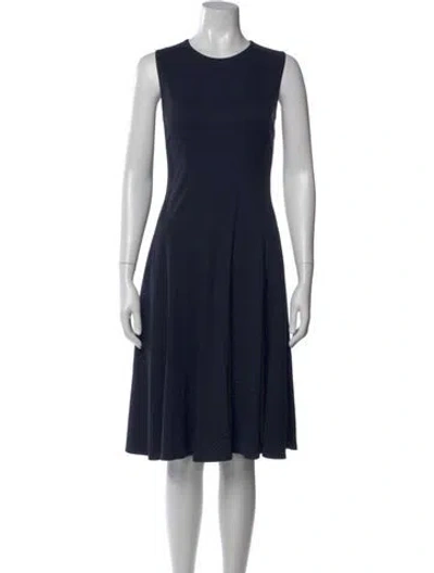 Pre-owned Lafayette 148 Crew Neck Knee-length Dress In Blue