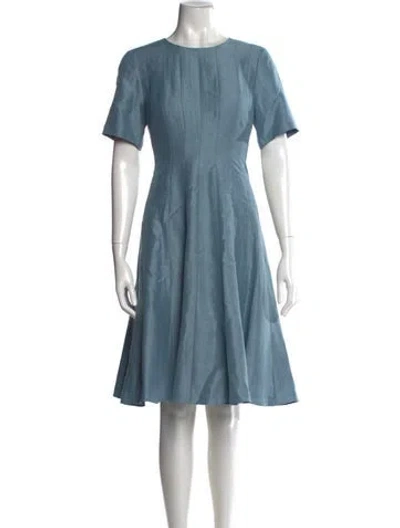 Pre-owned Lafayette 148 Crew Neck Knee-length Dress In Blue