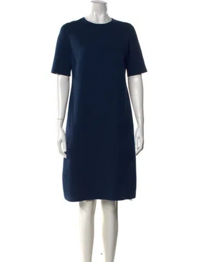 Pre-owned Lafayette 148 Crew Neck Knee-length Dress In Blue