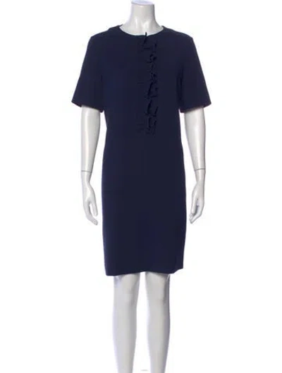 Pre-owned Lafayette 148 Crew Neck Knee-length Dress In Blue