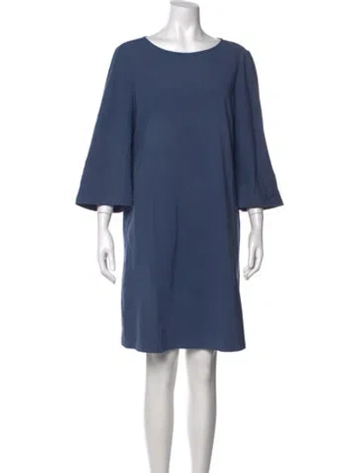 Pre-owned Lafayette 148 Crew Neck Knee-length Dress In Blue