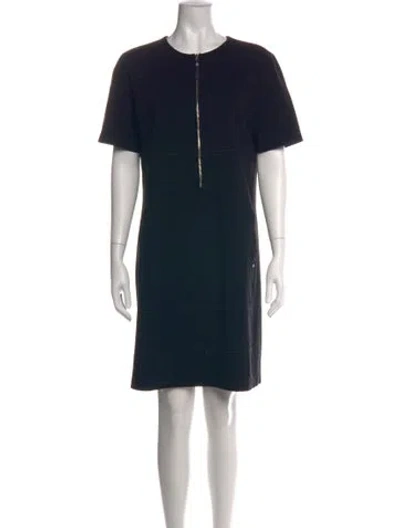 Pre-owned Lafayette 148 Crew Neck Knee-length Dress In Blue