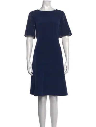 Pre-owned Lafayette 148 Crew Neck Knee-length Dress In Blue