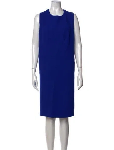 Pre-owned Lafayette 148 Crew Neck Knee-length Dress In Blue