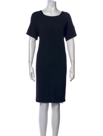 Pre-owned Lafayette 148 Crew Neck Knee-length Dress In Blue