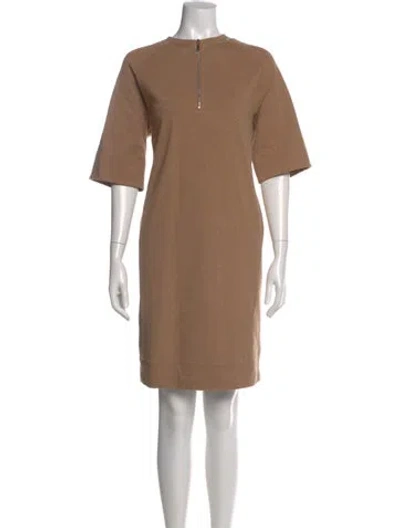 Pre-owned Lafayette 148 Crew Neck Knee-length Dress In Brown