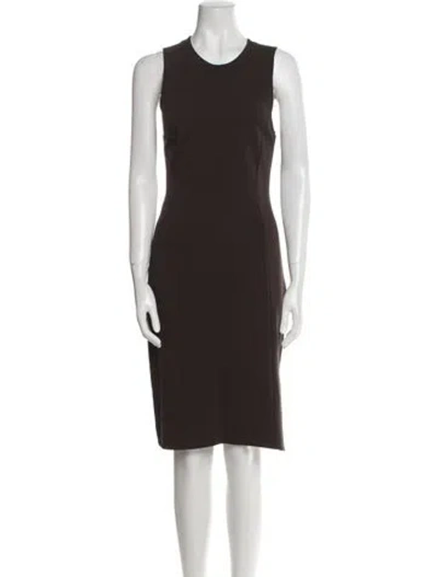 Pre-owned Lafayette 148 Crew Neck Knee-length Dress In Brown