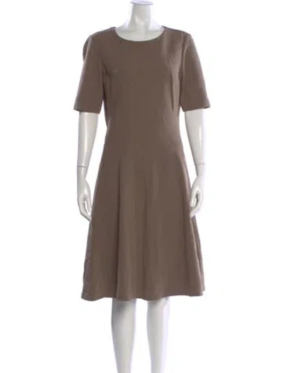 Pre-owned Lafayette 148 Crew Neck Knee-length Dress In Brown