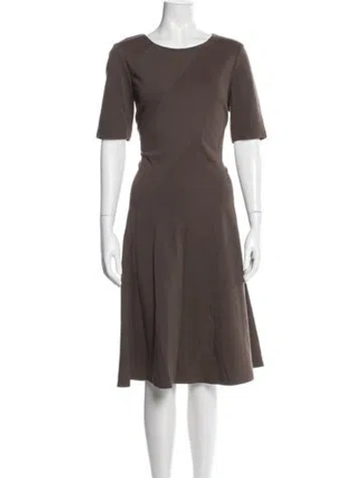 Pre-owned Lafayette 148 Crew Neck Knee-length Dress In Brown