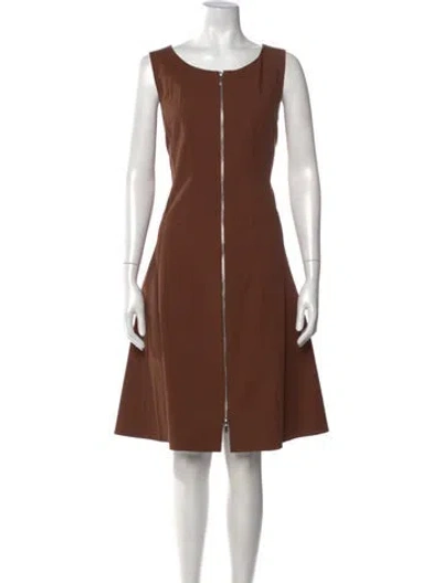 Pre-owned Lafayette 148 Crew Neck Knee-length Dress In Brown