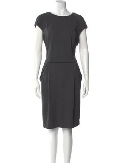 Pre-owned Lafayette 148 Crew Neck Knee-length Dress In Gray