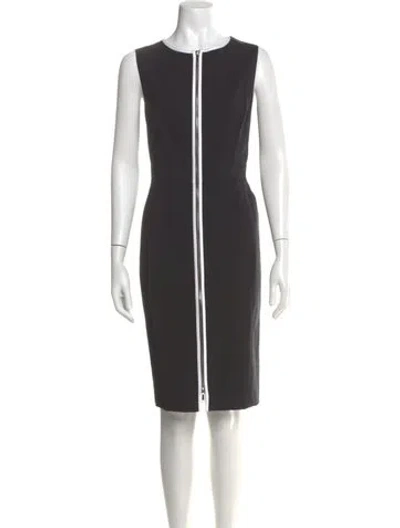 Pre-owned Lafayette 148 Crew Neck Knee-length Dress In Gray