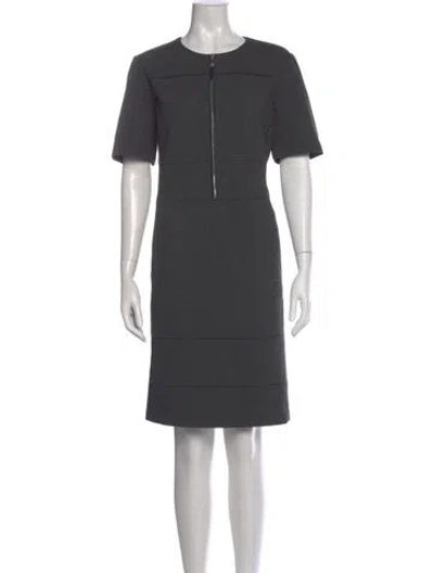Pre-owned Lafayette 148 Crew Neck Knee-length Dress In Gray