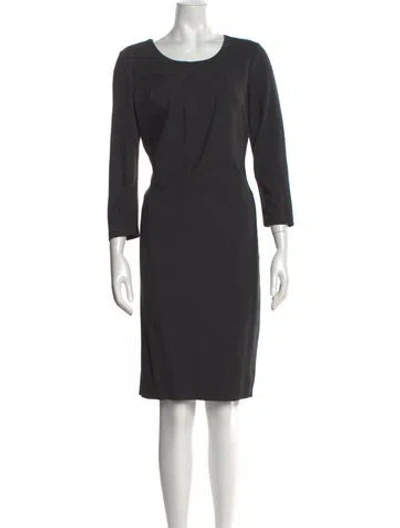 Pre-owned Lafayette 148 Crew Neck Knee-length Dress In Gray