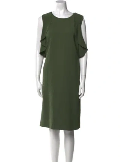 Pre-owned Lafayette 148 Crew Neck Knee-length Dress In Green