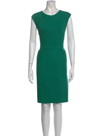 Pre-owned Lafayette 148 Crew Neck Knee-length Dress In Green