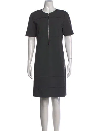 Pre-owned Lafayette 148 Crew Neck Knee-length Dress In Grey