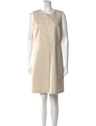 Pre-owned Lafayette 148 Crew Neck Knee-length Dress In Neutral