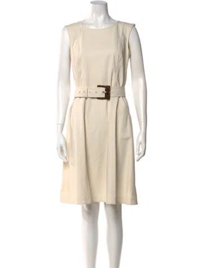 Pre-owned Lafayette 148 Crew Neck Knee-length Dress In Neutral