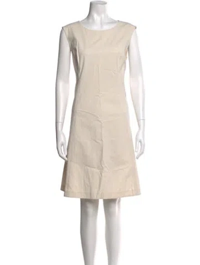 Pre-owned Lafayette 148 Crew Neck Knee-length Dress In Neutral