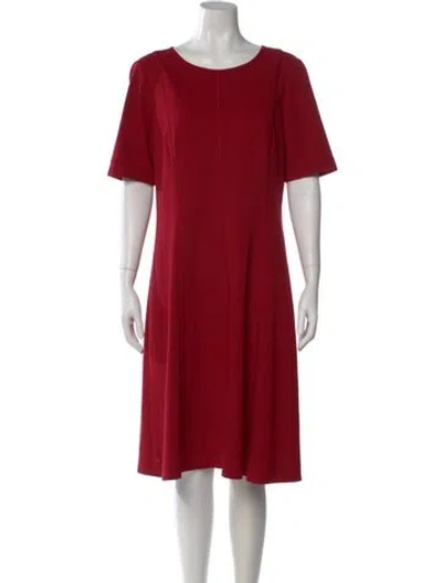 Pre-owned Lafayette 148 Crew Neck Knee-length Dress In Red