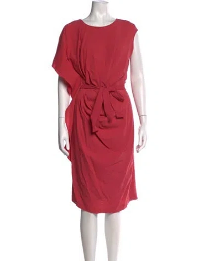 Pre-owned Lafayette 148 Crew Neck Knee-length Dress In Red