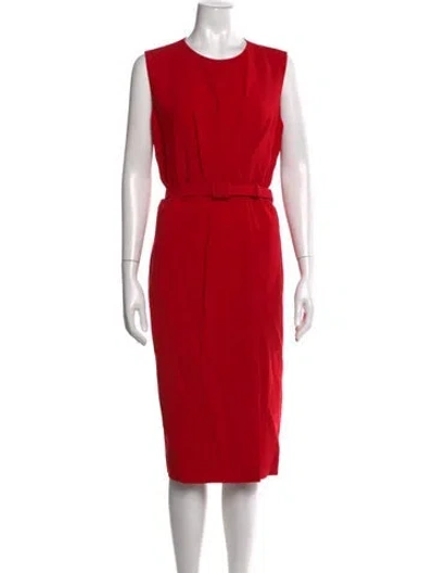Pre-owned Lafayette 148 Crew Neck Knee-length Dress In Red