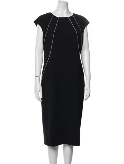 Pre-owned Lafayette 148 Crew Neck Knee-length Dress W/ Tags In Black