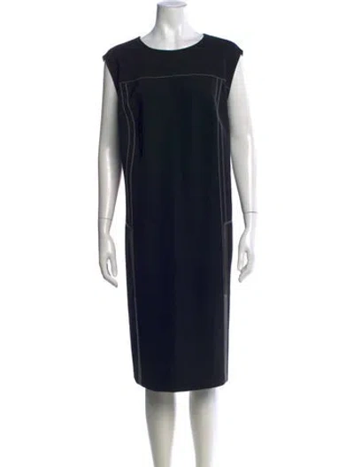 Pre-owned Lafayette 148 Crew Neck Knee-length Dress W/ Tags In Black