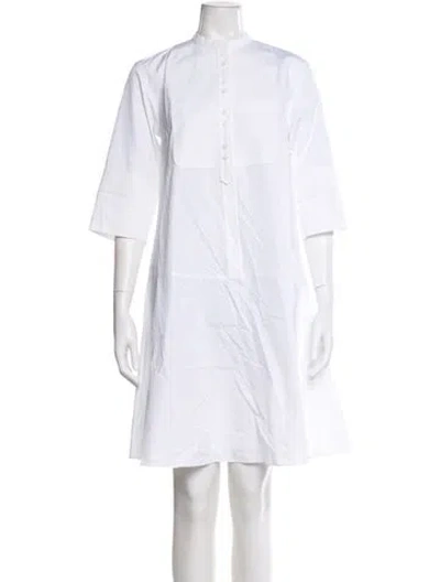 Pre-owned Lafayette 148 Crew Neck Knee-length Dress In White
