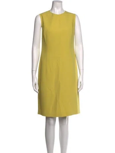 Pre-owned Lafayette 148 Crew Neck Knee-length Dress In Yellow