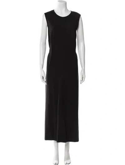 Pre-owned Lafayette 148 Crew Neck Long Dress In Black