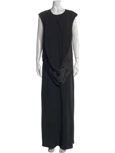 Pre-owned Lafayette 148 Crew Neck Long Dress In Black