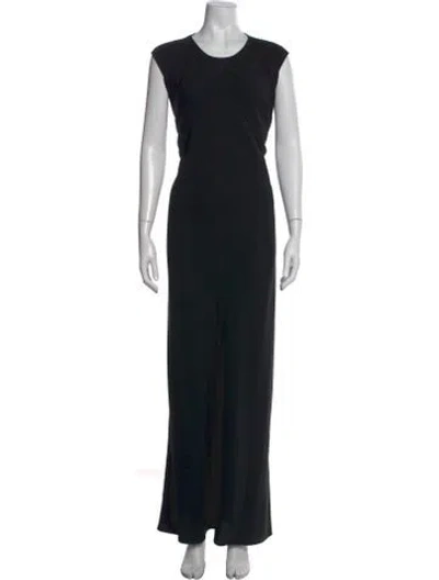 Pre-owned Lafayette 148 Crew Neck Long Dress In Black