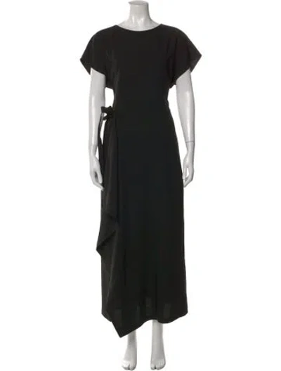 Pre-owned Lafayette 148 Crew Neck Long Dress In Black