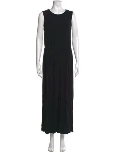 Pre-owned Lafayette 148 Crew Neck Long Dress In Black