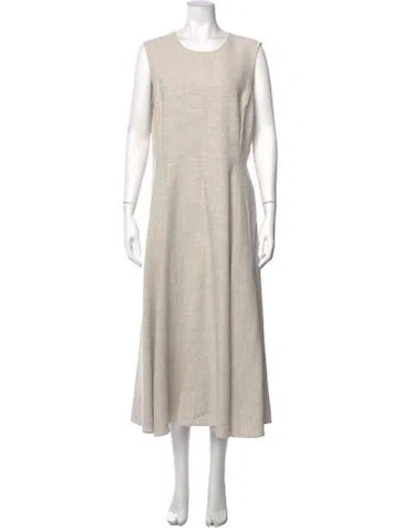 Pre-owned Lafayette 148 Crew Neck Long Dress In Neutral
