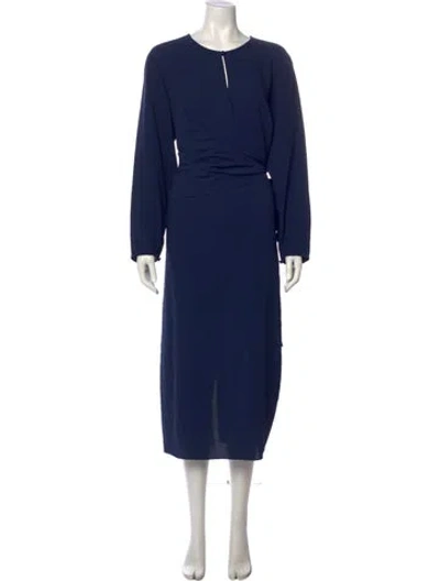 Pre-owned Lafayette 148 Crew Neck Long Dress W/ Tags In Blue