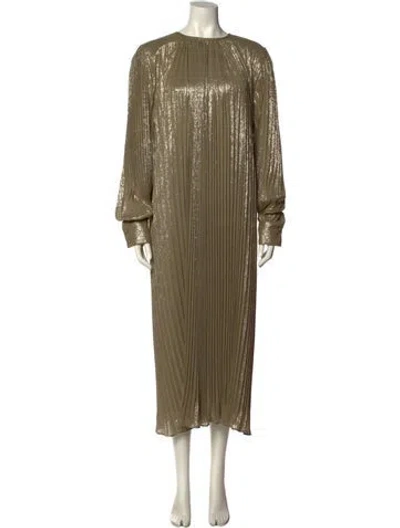 Pre-owned Lafayette 148 Crew Neck Long Dress W/ Tags In Silver