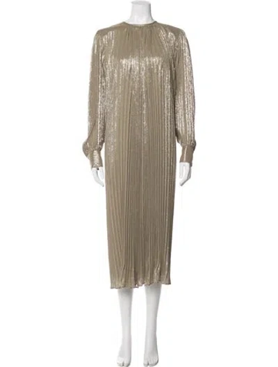 Pre-owned Lafayette 148 Crew Neck Long Dress W/ Tags In Silver