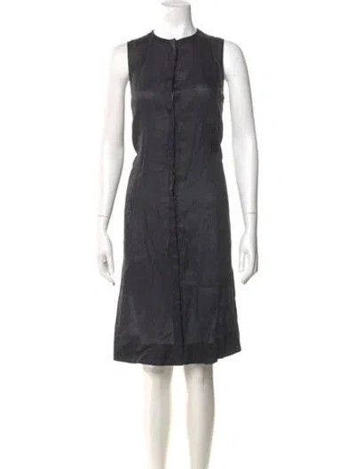 Pre-owned Lafayette 148 Crew Neck Midi Length Dress In Black